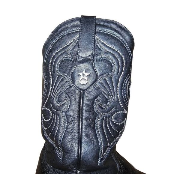 Los Altos Black Ostrich Leather Boots Mens Size 8 EE width Rodeo Western Cowboy - Picture 7 of 15